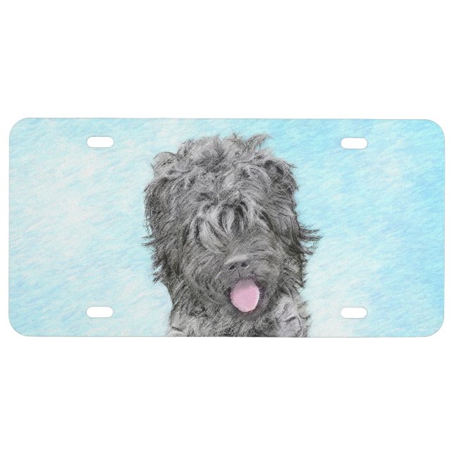 Black Russian Terrier Painting - Cute Original Dog License Plate (Front)