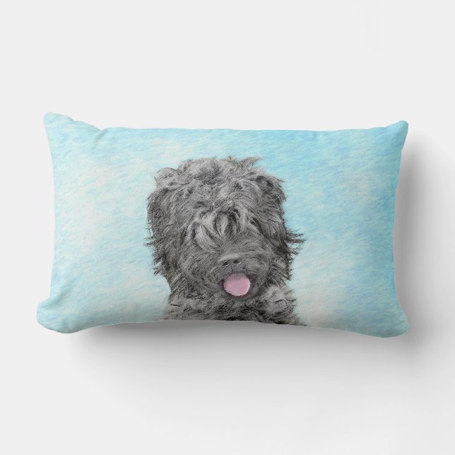 Black Russian Terrier Painting - Cute Original Dog Lumbar Pillow (Front)