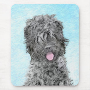 Black Russian Terrier Painting - Cute Original Dog Mouse Pad