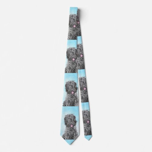 Black Russian Terrier Painting _ Cute Original Dog Neck Tie