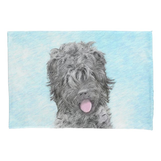 Black Russian Terrier Painting - Cute Original Dog Pillow Case (Front)
