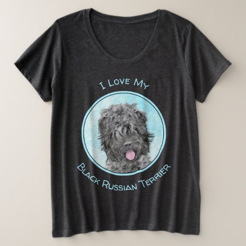 Black Russian Terrier Painting _ Cute Original Dog Plus Size T_Shirt