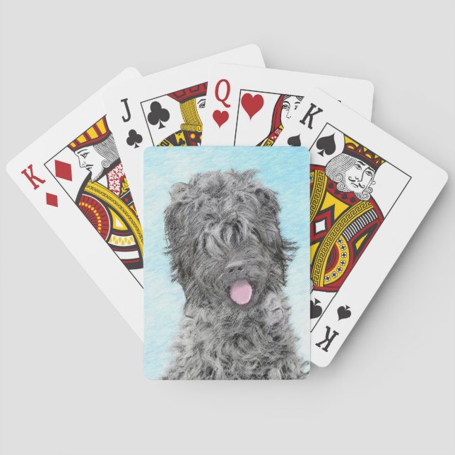 Black Russian Terrier Painting - Cute Original Dog Poker Cards (Back)