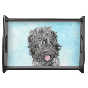 Black Russian Terrier Painting - Cute Original Dog Serving Tray