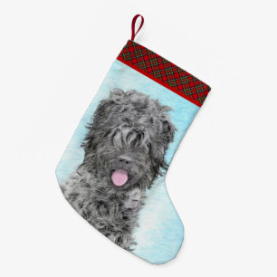 Black Russian Terrier Painting - Cute Original Dog Small Christmas Stocking