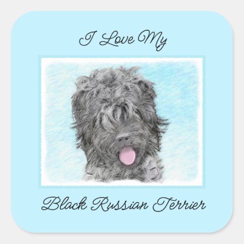 Black Russian Terrier Painting _ Cute Original Dog Square Sticker