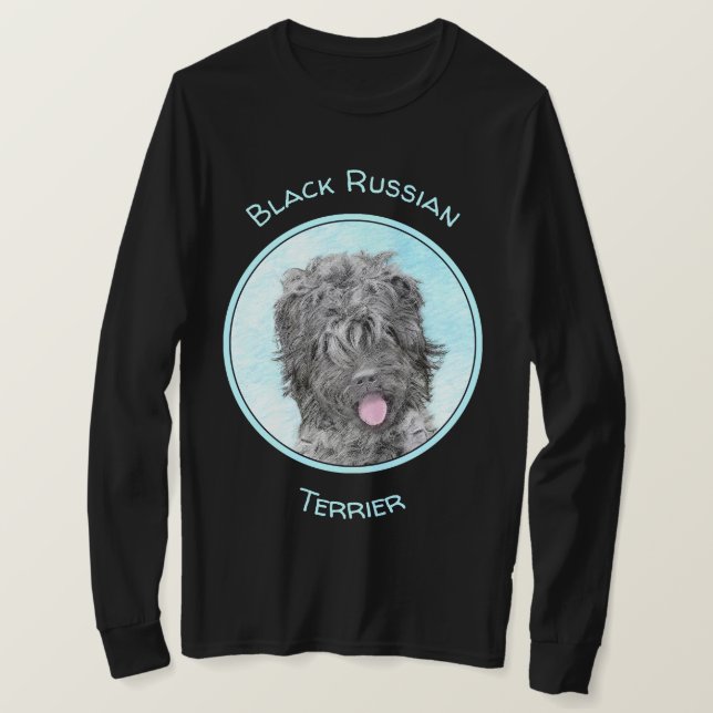 Black Russian Terrier Painting - Cute Original Dog T-Shirt (Design Front)