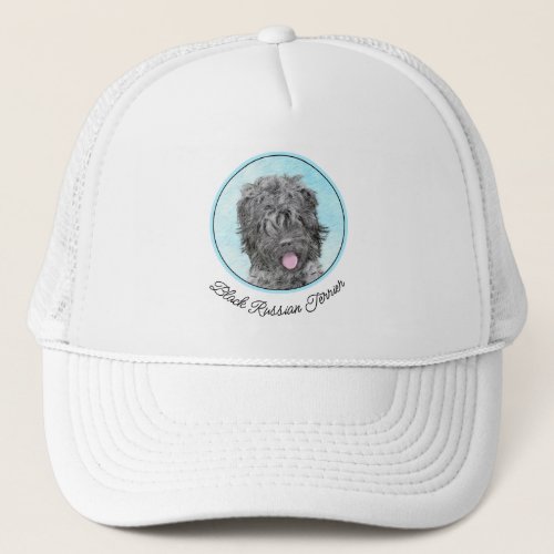 Black Russian Terrier Painting _ Cute Original Dog Trucker Hat