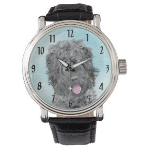 Black Russian Terrier Painting - Cute Original Dog Watch
