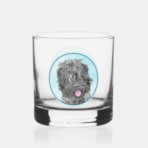 Black Russian Terrier Painting _ Cute Original Dog Whiskey Glass