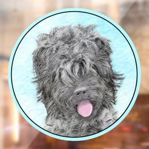 Black Russian Terrier Painting - Cute Original Dog Window Cling