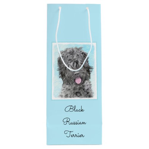 Black Russian Terrier Painting _ Cute Original Dog Wine Gift Bag