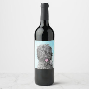 Black Russian Terrier Painting - Cute Original Dog Wine Label