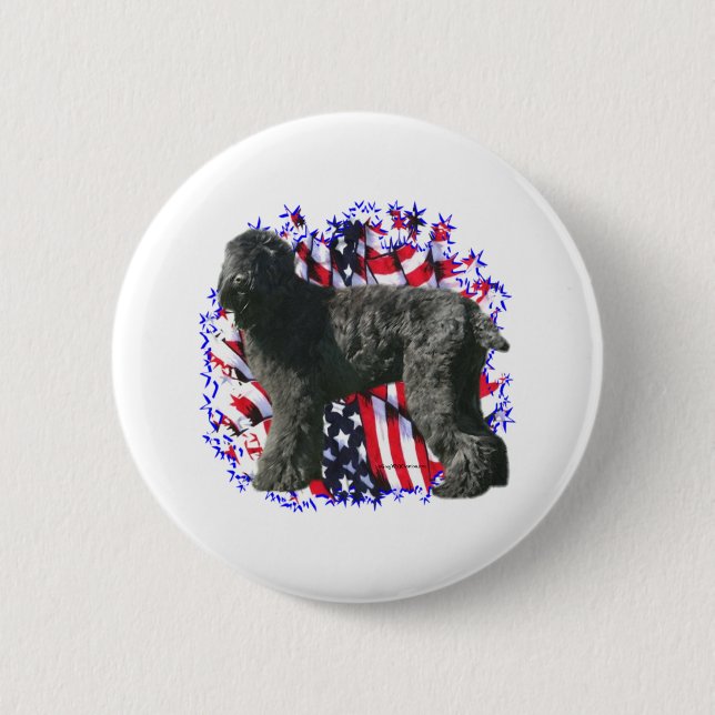 Black Russian Terrier Patriot Pinback Button (Front)