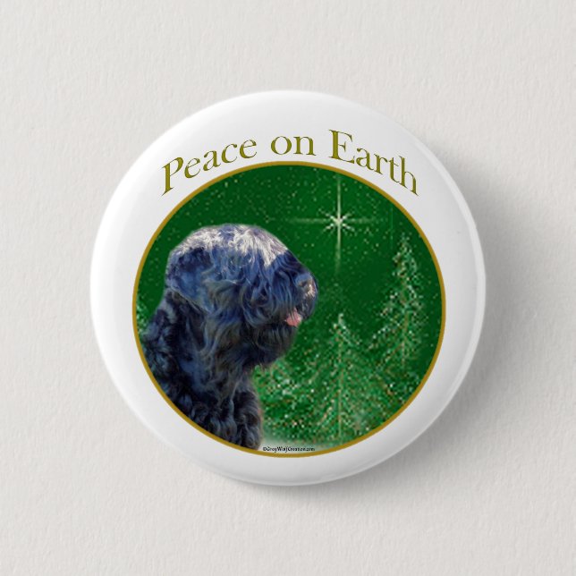 Black Russian Terrier Peace Pinback Button (Front)