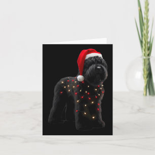 Black Russian Terrier Santa Hat Christmas Lights D Card