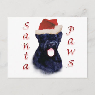 Black Russian Terrier Santa Paws Holiday Postcard