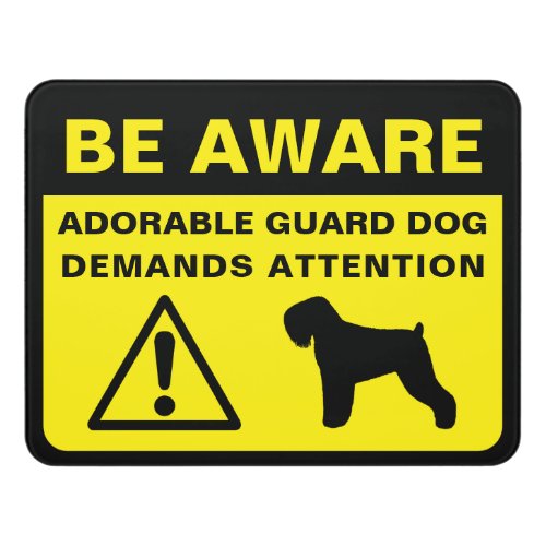 Black Russian Terrier Silhouette Guard Dog Warning Door Sign