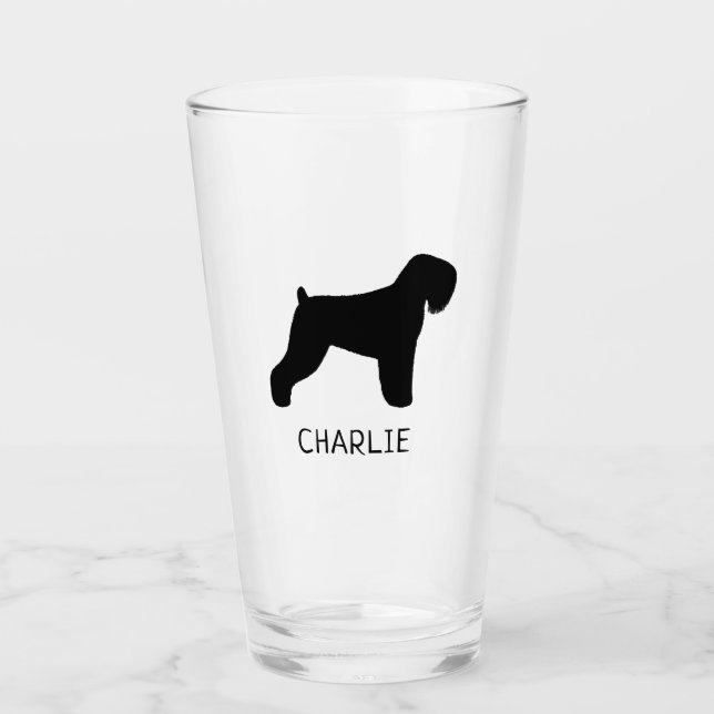 Black Russian Terrier Silhouette Personalized Dog Glass (Front)