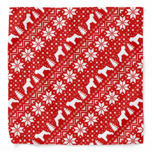 Black Russian Terrier Silhouettes Holiday Pattern Bandana