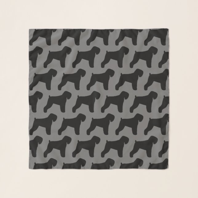 Black Russian Terrier Silhouettes Pattern Scarf (Front)
