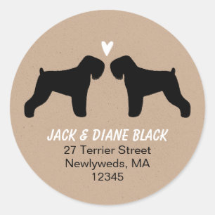 Black Russian Terrier Silhouettes Return Address Classic Round Sticker
