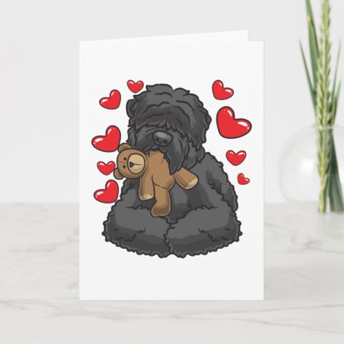 Black Russian Terrier with stuffed animal Card