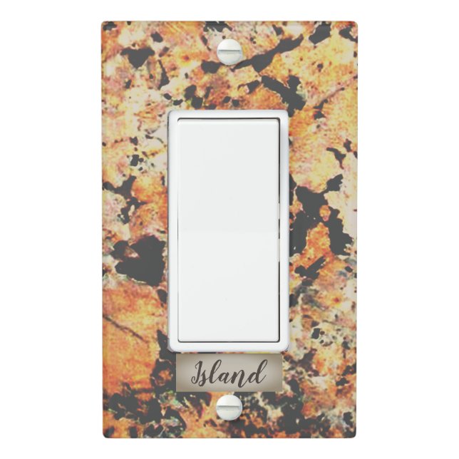 Black, Rust and Grey Pattern Granite Light Switch Cover (In Situ)
