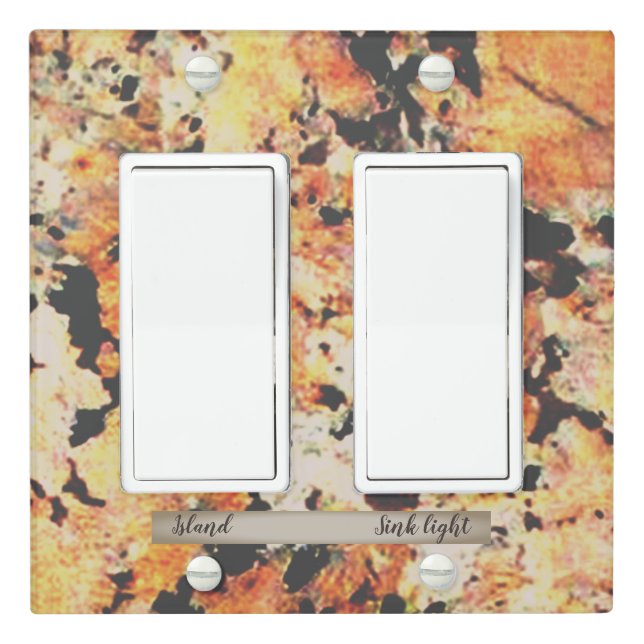 Black, Rust and Grey Pattern Granite Light Switch Cover (In Situ)