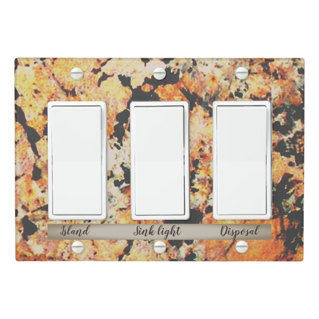 Black, Rust and Grey Pattern Granite Light Switch Cover (In Situ)