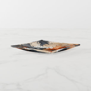 Black, Rust, gray and beige watercolor abstract Trinket Tray