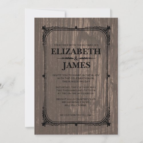 Black Rustic Barn Wood Wedding Invitations