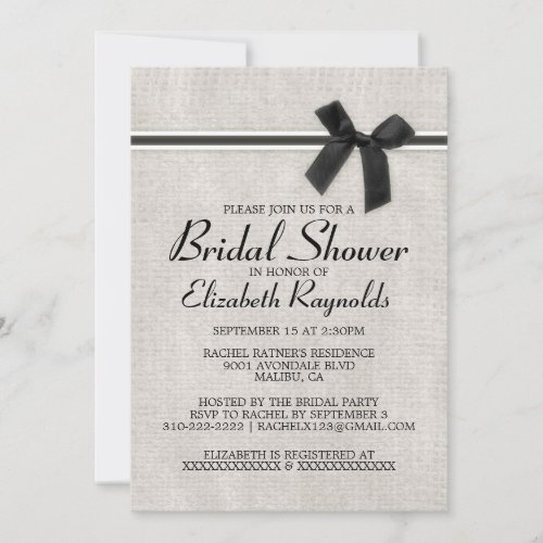 Black Rustic Burlap Bridal Shower Invitations