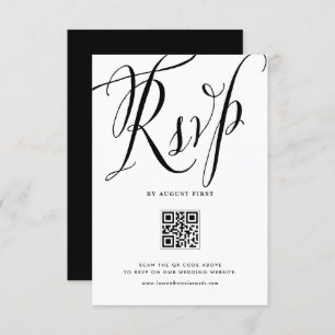 Black Rustic Calligraphy QR Code Wedding RSVP Card
