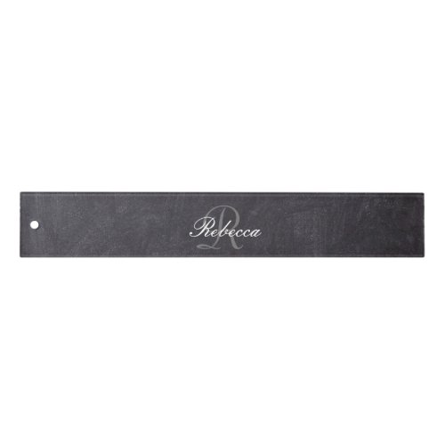 Black Rustic Chalkboard Monogram Name  Ruler