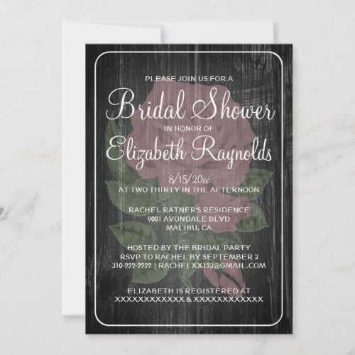 Black Rustic Floral Bridal Shower Invitations