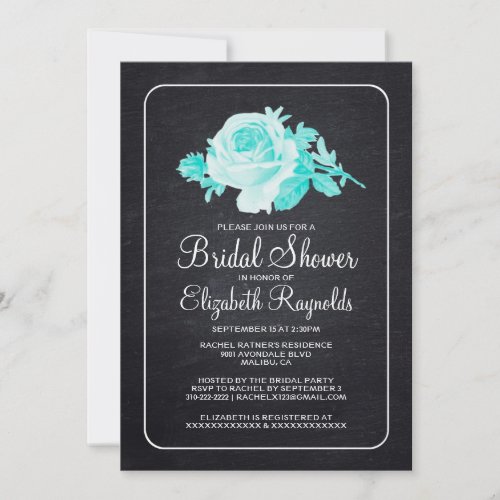 Black Rustic Floral Bridal Shower Invitations