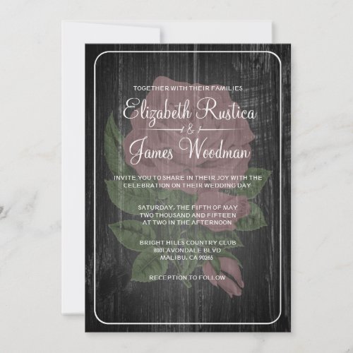Black Rustic Floral Wedding Invitations