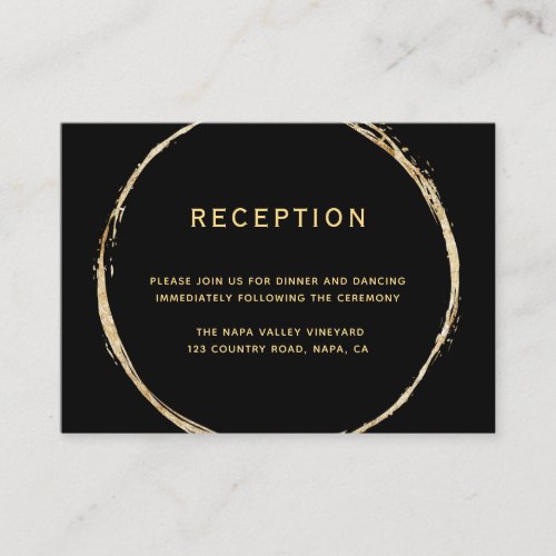 Black Rustic Gold Circle Frame Wedding Reception Enclosure Card