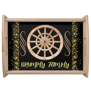 Black Rustic Modern Farmhouse Wood Wagon Wheel Serving Tray