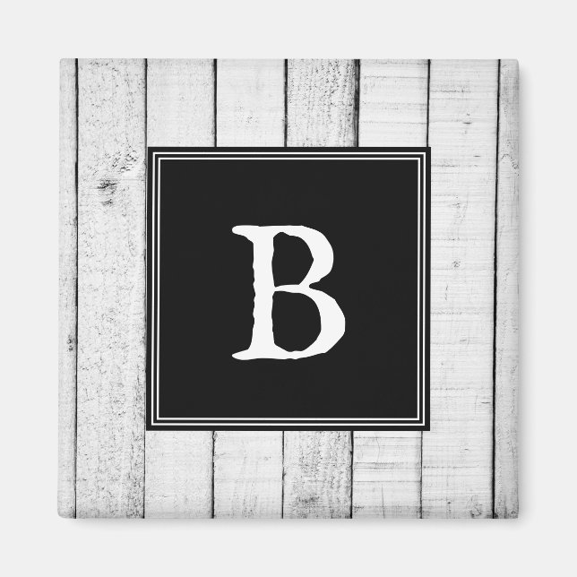 Black Rustic Monogram Magnet (Front)