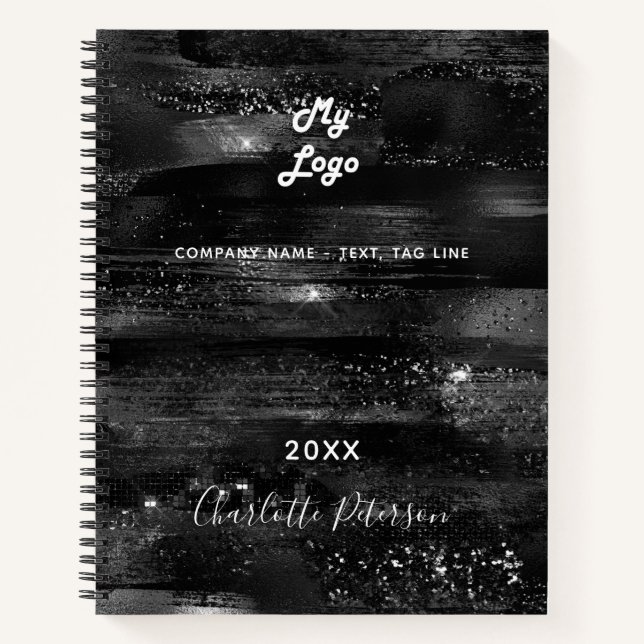 Black rustic name business logo notebook (Front)