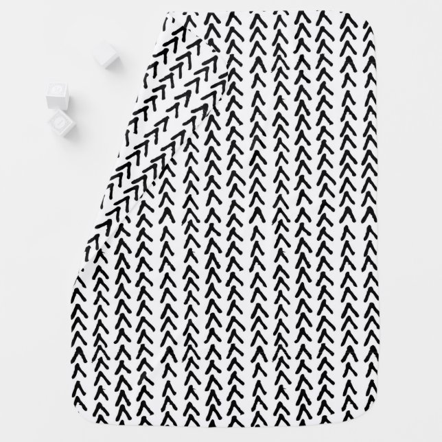 Black Rustic Tribal Pattern Baby Blanket (In Situ)