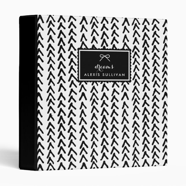 Black Rustic Tribal Pattern Personalized Binder (Front/Spine)