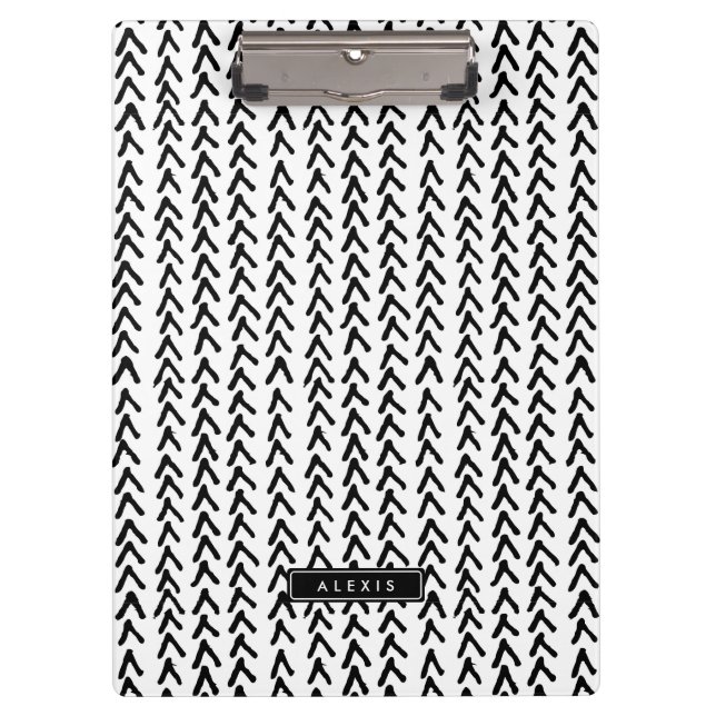 Black Rustic Tribal Pattern Personalized Clipboard (Front)