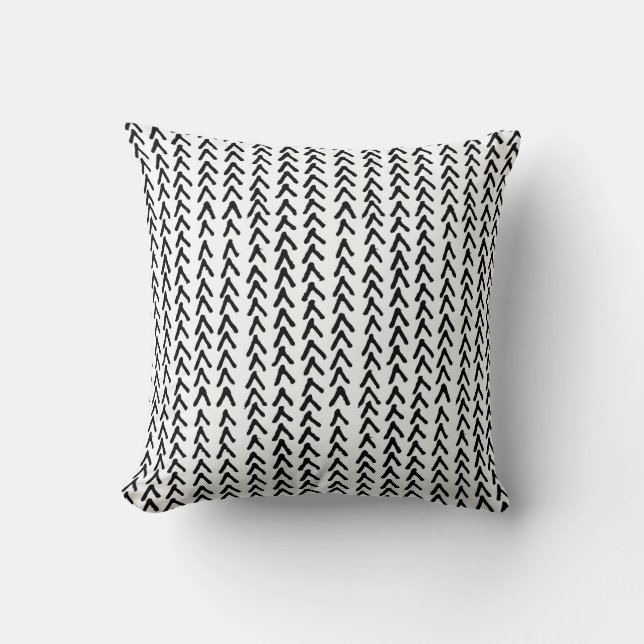 Black Rustic Tribal Pattern Personalized Pillow (Front)