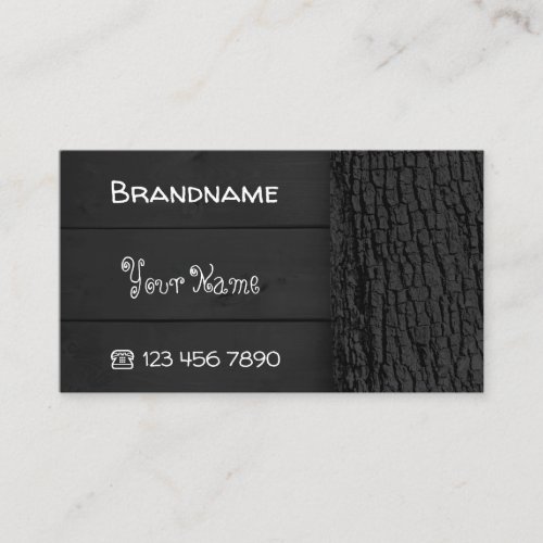Black Rustic Wooden Boards Tree Bark Wood Grain Business Card
