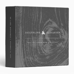 Black Rustic Woodgrain Chic Winter Wedding Journal 3 Ring Binder