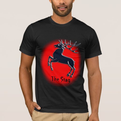 Black Rutting Stag on red spotlight effect T_Shirt