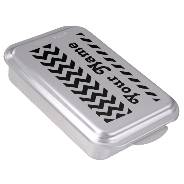 Black Safari Chevron with customizable name Cake Pan (Side)